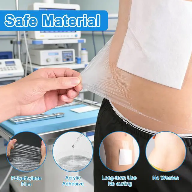 Alt view image 4 of 7 - 15Pcs 10.2"x10.2" Shower Shields Wound Cover with Non-Stick Central Pad | Large Waterproof Protector Bandage, Adhesive Dressing Film for Dialysis Catheter Post Surgical