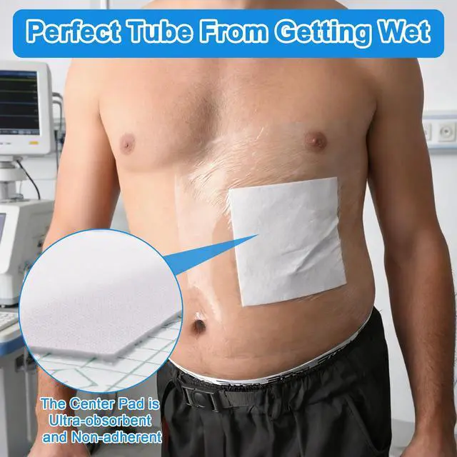 Alt view image 5 of 7 - 15Pcs 10.2"x10.2" Shower Shields Wound Cover with Non-Stick Central Pad | Large Waterproof Protector Bandage, Adhesive Dressing Film for Dialysis Catheter Post Surgical