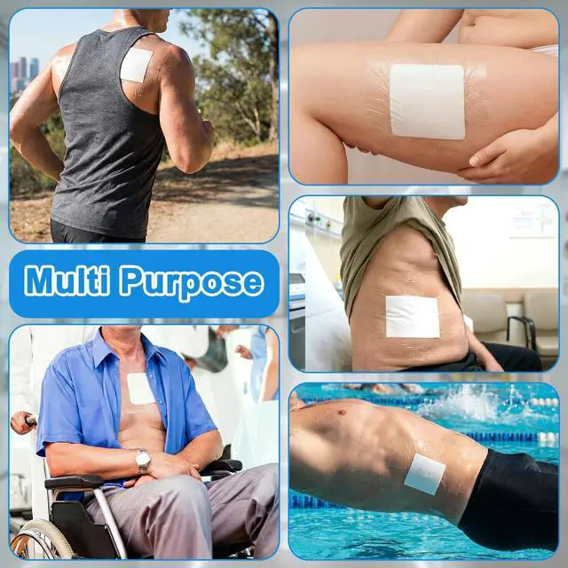 Alt view image 6 of 7 - 15Pcs 10.2"x10.2" Shower Shields Wound Cover with Non-Stick Central Pad | Large Waterproof Protector Bandage, Adhesive Dressing Film for Dialysis Catheter Post Surgical