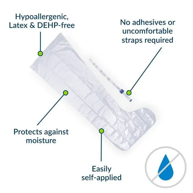 Alt view image 6 of 7 - TIDI AquaGuard Boot Shower Protection Boot with Water-Seal Band Leg Cast Cover 3 Boots and 1 Water-Seal Band per Package Home Medical Supplies (50017-RPK)