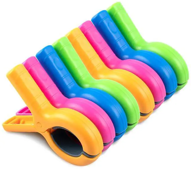 Main image of Large Beach Towel Clips for Beach Chairs, 8 Pcs Towel Holder for Beach Chair Pool Chair on Cruise, Jumbo Size Heavy Duty Clothes Pins, Beach Chair Clips to Beach Accessories Must Haves, 4 Colors