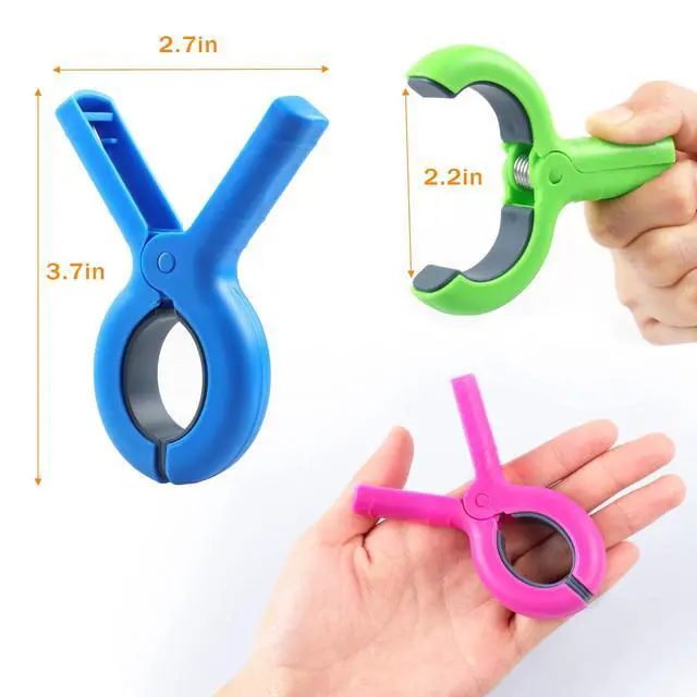 Alt view image 3 of 7 - Large Beach Towel Clips for Beach Chairs, 8 Pcs Towel Holder for Beach Chair Pool Chair on Cruise, Jumbo Size Heavy Duty Clothes Pins, Beach Chair Clips to Beach Accessories Must Haves, 4 Colors