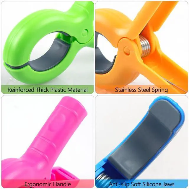 Alt view image 5 of 7 - Large Beach Towel Clips for Beach Chairs, 8 Pcs Towel Holder for Beach Chair Pool Chair on Cruise, Jumbo Size Heavy Duty Clothes Pins, Beach Chair Clips to Beach Accessories Must Haves, 4 Colors