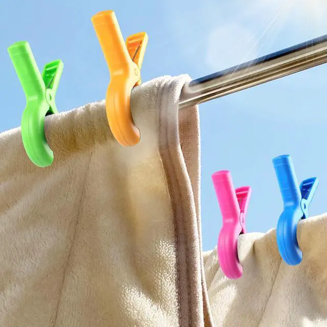 Alt view image 7 of 7 - Large Beach Towel Clips for Beach Chairs, 8 Pcs Towel Holder for Beach Chair Pool Chair on Cruise, Jumbo Size Heavy Duty Clothes Pins, Beach Chair Clips to Beach Accessories Must Haves, 4 Colors
