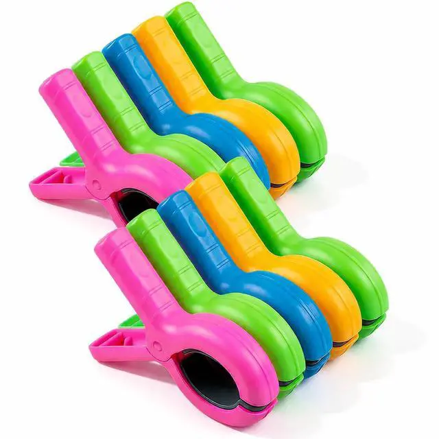 Main image of 10 Pack Beach Towel Clips Heavy Duty Large Beach Essentials Chair Pool Clip | Beach accessories Silicone Protection Rust Resistant Spring Reusable Multi Use for Beach boat Cruise Camping and Outdoors