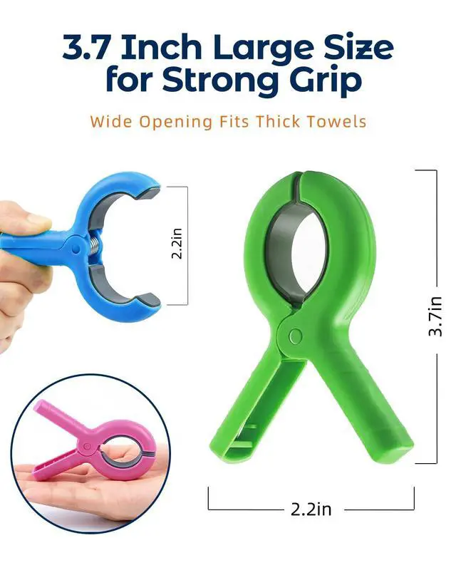 Alt view image 2 of 7 - 10 Pack Beach Towel Clips Heavy Duty Large Beach Essentials Chair Pool Clip | Beach accessories Silicone Protection Rust Resistant Spring Reusable Multi Use for Beach boat Cruise Camping and Outdoors