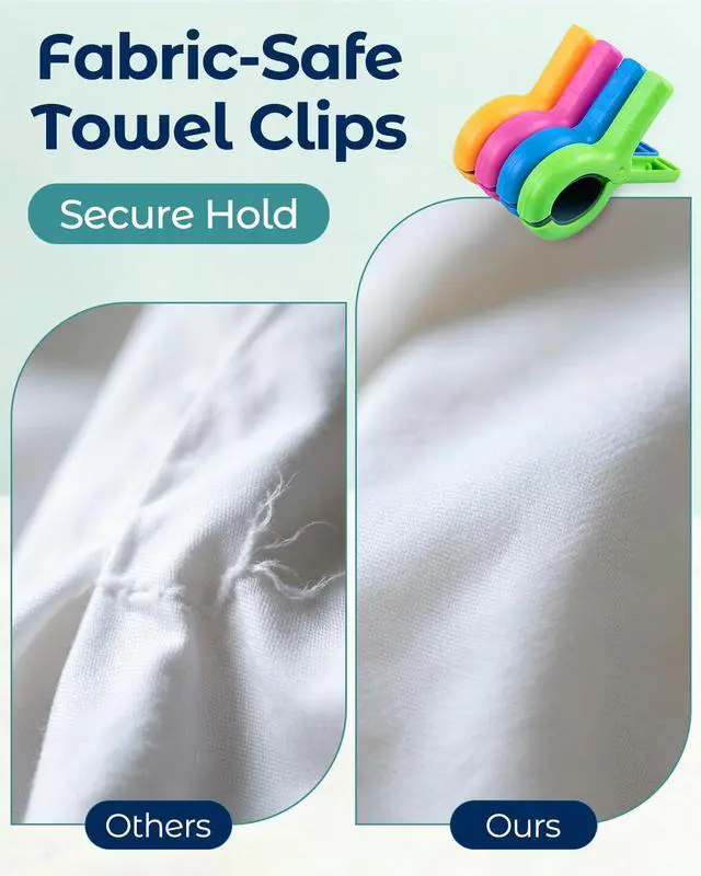 Alt view image 4 of 7 - 10 Pack Beach Towel Clips Heavy Duty Large Beach Essentials Chair Pool Clip | Beach accessories Silicone Protection Rust Resistant Spring Reusable Multi Use for Beach boat Cruise Camping and Outdoors
