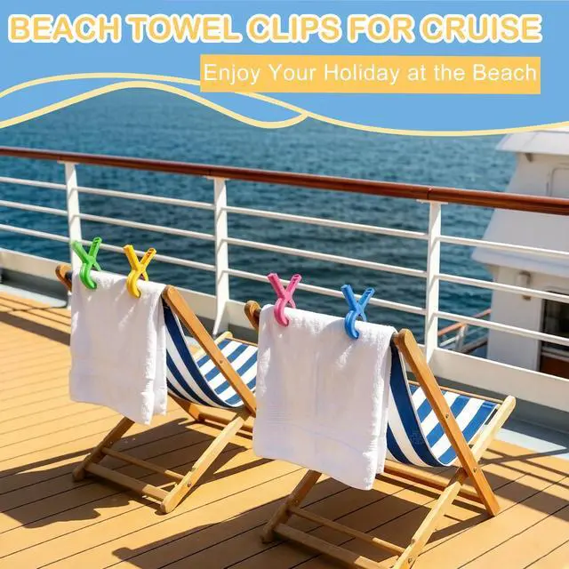Alt view image 6 of 7 - Extra Large 5.1 Inch Beach Towel Clips for Chairs 8 Pack Pool Clips | Heavy Duty Colored Clothes Pins for Cruise, Boat, Lounge & Camping - Summer Vacation Travel Essentials - Strong Grip Hold