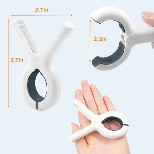 Alt view image 3 of 7 - 8 Pcs Beach Towel Clips for Beach Chairs, Towel Holder for Beach Chair Pool Chair on Cruise, Jumbo Size Heavy Duty Clothes Pins, Beach Chair Clips to Keep Your Towel from Blowing Away (White)