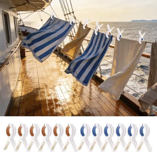 Alt view image 4 of 7 - Beach Towel Clips Heavy Duty Plastic Towel Clips | Beach Pool Chairs on Cruise Boat Windproof Beach Clips Pins Beach Cruise Essentials