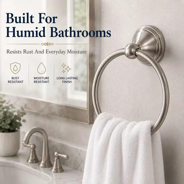 Alt view image 2 of 7 - Towel Ring for Bathroom, Brushed Nickel Hand Towel Holder 1 Pack, Bathroom Accessories and Towel Racks for Bathroom Wall Mount