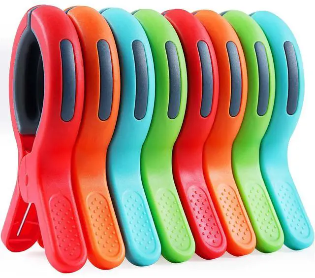 Main image of Large Beach Towel Clips for Beach Chair, Heavy-Duty Plastic Clothes Pins, Towel Clips for Beach Chairs Cruise-Keep Your Towel from Blowing Away, Vacation Beach Must Have Beach Chair Clips