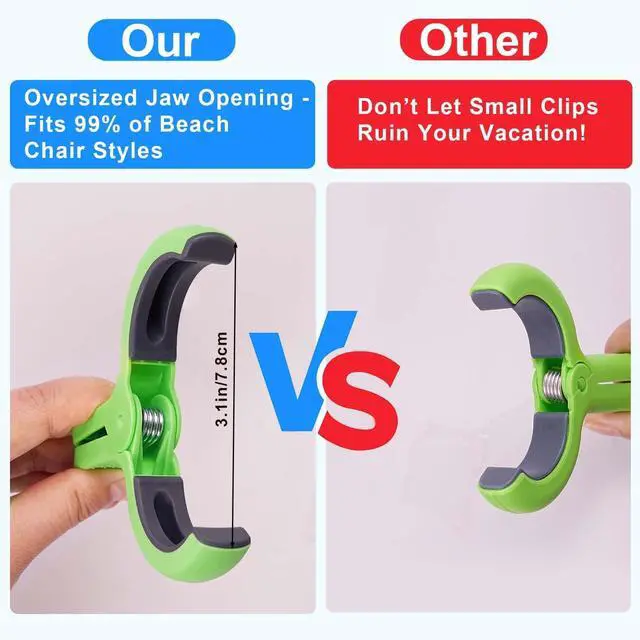Alt view image 2 of 7 - Large Beach Towel Clips for Beach Chair, Heavy-Duty Plastic Clothes Pins, Towel Clips for Beach Chairs Cruise-Keep Your Towel from Blowing Away, Vacation Beach Must Have Beach Chair Clips