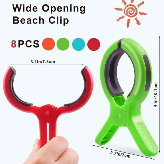 Alt view image 4 of 7 - Large Beach Towel Clips for Beach Chair, Heavy-Duty Plastic Clothes Pins, Towel Clips for Beach Chairs Cruise-Keep Your Towel from Blowing Away, Vacation Beach Must Have Beach Chair Clips