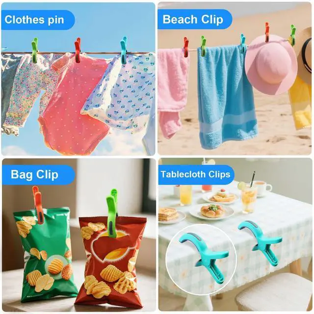 Alt view image 7 of 7 - Large Beach Towel Clips for Beach Chair, Heavy-Duty Plastic Clothes Pins, Towel Clips for Beach Chairs Cruise-Keep Your Towel from Blowing Away, Vacation Beach Must Have Beach Chair Clips