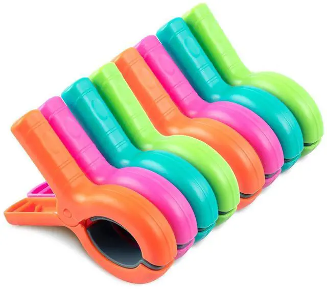 Main image of Beach Towel Clips for Beach Chairs, 8 Pcs Towel Holder for Beach Chair Pool Chair on Cruise Essentials, Jumbo Size Heavy Duty Clothes Pins, Beach Chair Clips to Beach Vacation Essentials, 4 Colors