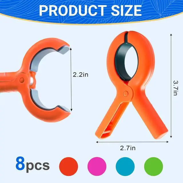 Alt view image 3 of 7 - Beach Towel Clips for Beach Chairs, 8 Pcs Towel Holder for Beach Chair Pool Chair on Cruise Essentials, Jumbo Size Heavy Duty Clothes Pins, Beach Chair Clips to Beach Vacation Essentials, 4 Colors