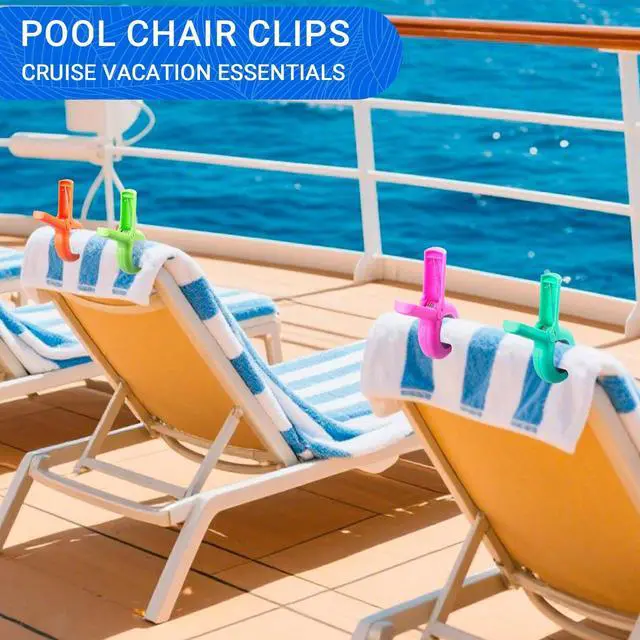 Alt view image 4 of 7 - Beach Towel Clips for Beach Chairs, 8 Pcs Towel Holder for Beach Chair Pool Chair on Cruise Essentials, Jumbo Size Heavy Duty Clothes Pins, Beach Chair Clips to Beach Vacation Essentials, 4 Colors