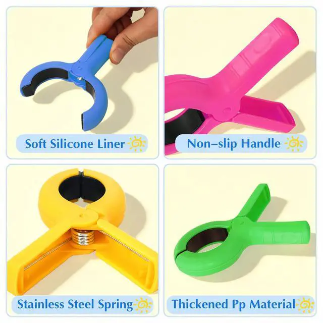Alt view image 4 of 6 - Enhanced 2026 Storage Bag Included, 8 Pcs Large Beach Towel Clips for Beach/Pool/Cruise Chairs, Heavy-Duty, Clothes pins, Windproof, 4 Bright Colors