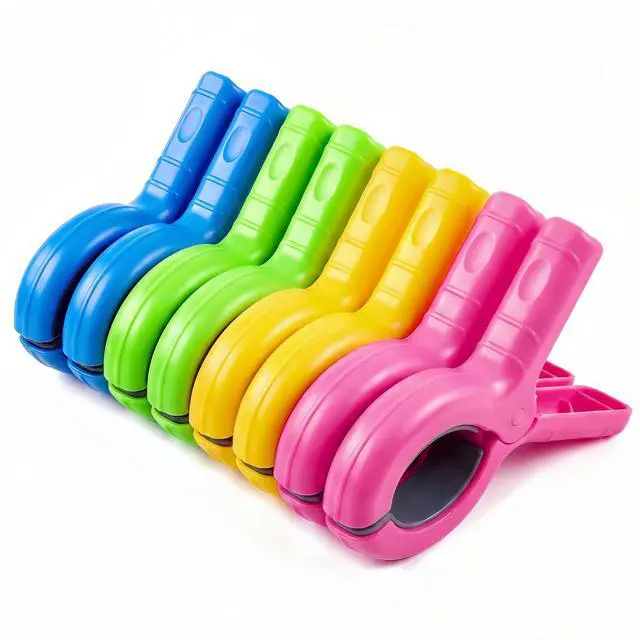 Main image of Enhanced 2026 Storage Bag Included, 8 Pcs Large Beach Towel Clips for Beach/Pool/Cruise Chairs, Heavy-Duty, Clothes pins, Windproof, 4 Bright Colors