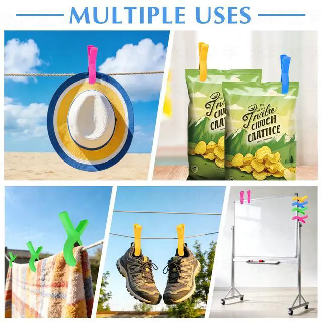 Alt view image 6 of 6 - Enhanced 2026 Storage Bag Included, 8 Pcs Large Beach Towel Clips for Beach/Pool/Cruise Chairs, Heavy-Duty, Clothes pins, Windproof, 4 Bright Colors