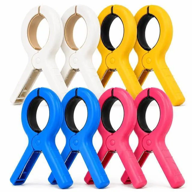 Main image of CHONNFEASTT® 8PCS Beach Towel Clips for Beach Chairs | Large Plastic Clamp Grabber for Lounge Chair - Heavy Duty Pool Boat Day Essentials - Cruise Picnic Accessories Must Haves