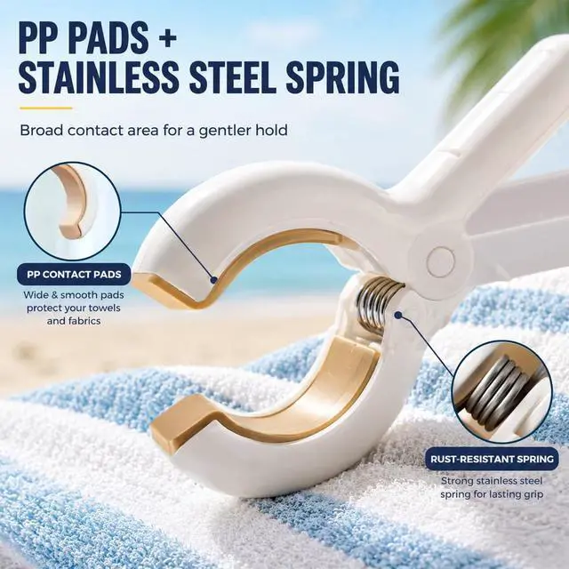 Alt view image 4 of 7 - CHONNFEASTT® 8PCS Beach Towel Clips for Beach Chairs | Large Plastic Clamp Grabber for Lounge Chair - Heavy Duty Pool Boat Day Essentials - Cruise Picnic Accessories Must Haves