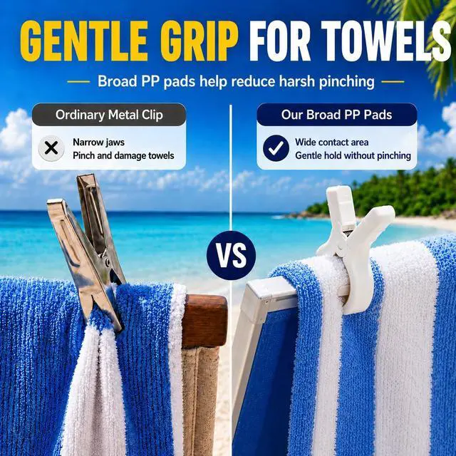 Alt view image 5 of 7 - CHONNFEASTT® 8PCS Beach Towel Clips for Beach Chairs | Large Plastic Clamp Grabber for Lounge Chair - Heavy Duty Pool Boat Day Essentials - Cruise Picnic Accessories Must Haves