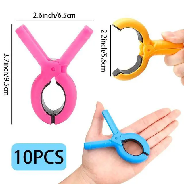 Alt view image 2 of 7 - 10 Pack Large Beach Towel Clips for Beach Chairs Plastic Towel Holder Clothes Pins Hanging Clip Clamps Cruise Summer Water Pool Activities Vacation Outdoor Accessories Essentials Must Have Items
