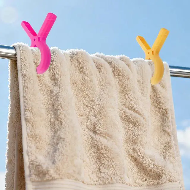 Alt view image 5 of 7 - 10 Pack Large Beach Towel Clips for Beach Chairs Plastic Towel Holder Clothes Pins Hanging Clip Clamps Cruise Summer Water Pool Activities Vacation Outdoor Accessories Essentials Must Have Items
