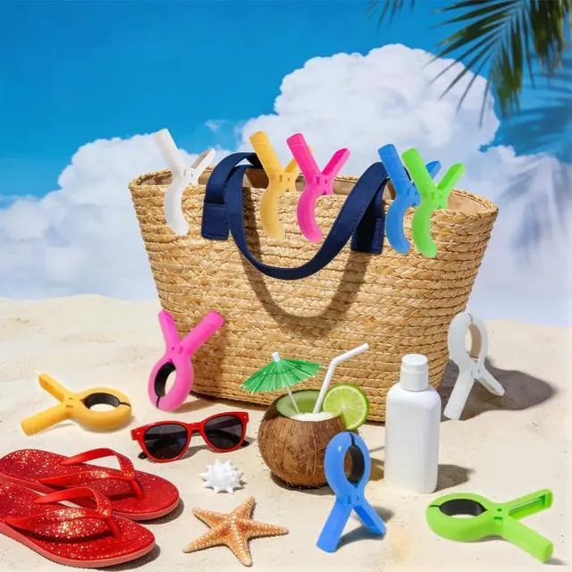 Alt view image 7 of 7 - 10 Pack Large Beach Towel Clips for Beach Chairs Plastic Towel Holder Clothes Pins Hanging Clip Clamps Cruise Summer Water Pool Activities Vacation Outdoor Accessories Essentials Must Have Items