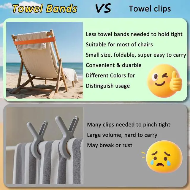Alt view image 5 of 7 - Extra Wide Beach Towel Bands for Cruise Chairs - Windproof Elastic Towel Holder, Towel Straps for Beach/Pool & Lounge Chairs, Cruise & Beach Essentials, Better Alternative to Beach Towel Clips 4 pcs