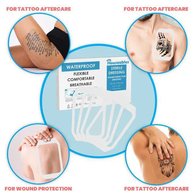 Alt view image 3 of 7 - Waterproof Bandages, Transparent Film Dressing, Wound Cover, 6x8, Large | Houseables 100 Pack, Waterproof Bandages Post Surgical, for Wound Cover, Showering, Patches for Skin, Swimming, Medical, IV