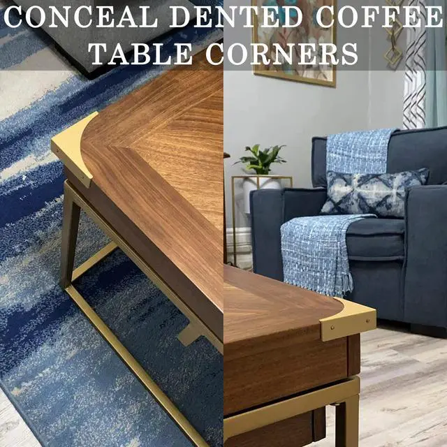 Alt view image 2 of 7 - Foxwake Gold Box Corner Protectors Metal for Furniture Decorative Table Corner Brackets 2.56'' Corner Cover Rustproof Zinc Alloy Desk Edge Corner Guard with Matching Nails (4Pcs)