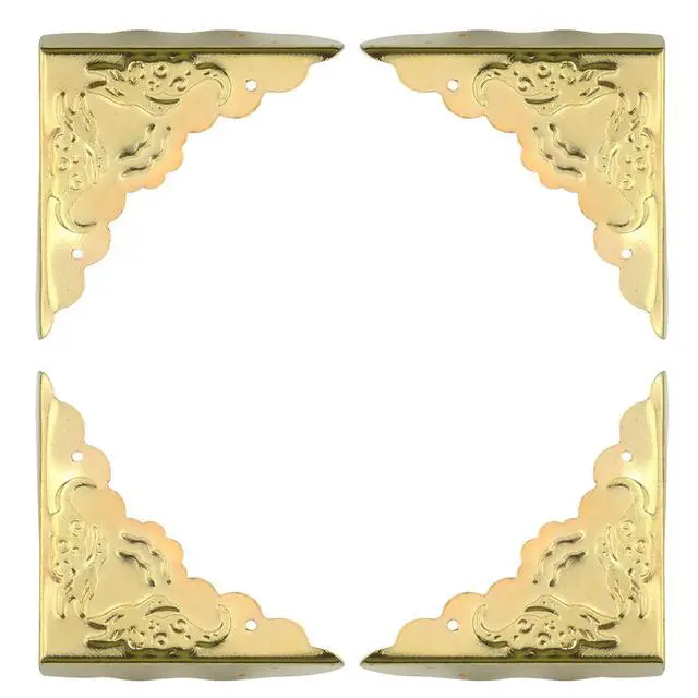 Alt view image 5 of 5 - Antrader 24Pcs Antique Decorative Box Corner Protectors,1.6"x1.6" Gold Tone | Pack of 24 Edge Safety Furniture Corner Guard For Wooden Chest, Gift Box Hardware