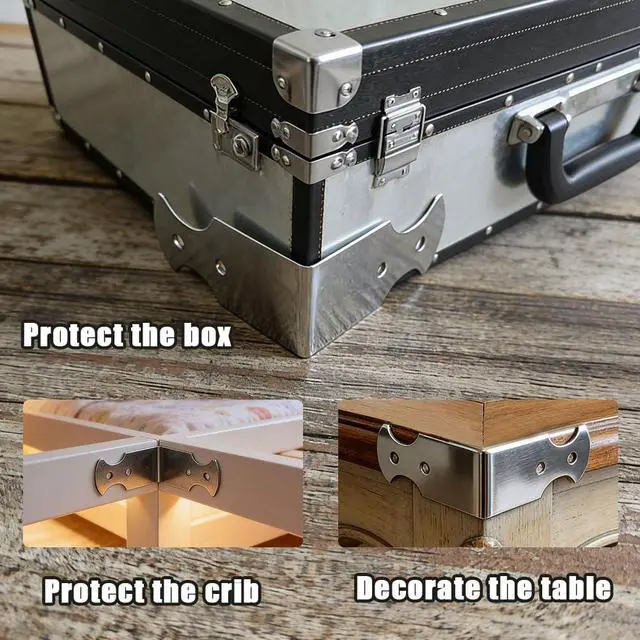 Alt view image 4 of 7 - 8 Pcs Metal Corner Protector for Furniture, Decorative Corner Brackets for Wood Furniture, Desk,Box Corners, Table, Chair Base, Barn Door, Wood Frame, Right Angle Bracket with Screws