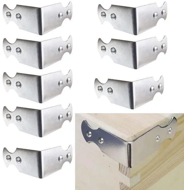 Main image of 8 Pcs Metal Corner Protector for Furniture, Decorative Corner Brackets for Wood Furniture, Desk,Box Corners, Table, Chair Base, Barn Door, Wood Frame, Right Angle Bracket with Screws