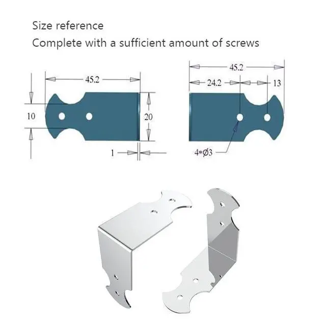 Alt view image 2 of 7 - 8 Pcs Metal Corner Protector for Furniture, Decorative Corner Brackets for Wood Furniture, Desk,Box Corners, Table, Chair Base, Barn Door, Wood Frame, Right Angle Bracket with Screws