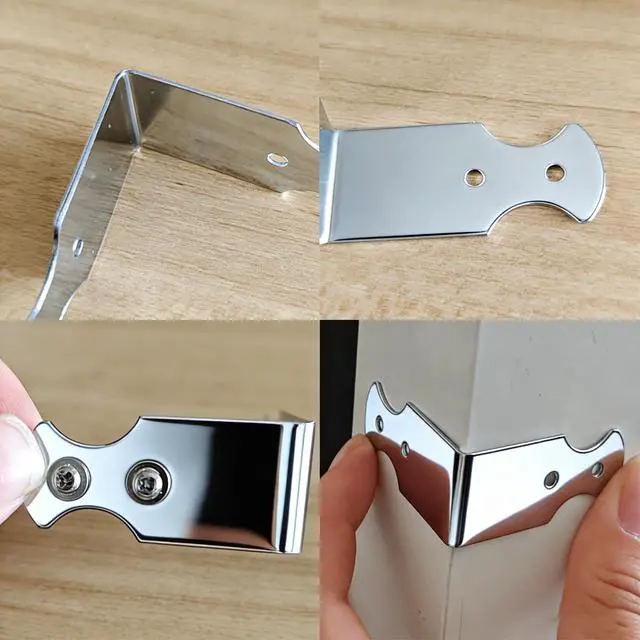 Alt view image 3 of 7 - 8 Pcs Metal Corner Protector for Furniture, Decorative Corner Brackets for Wood Furniture, Desk,Box Corners, Table, Chair Base, Barn Door, Wood Frame, Right Angle Bracket with Screws