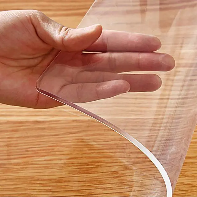 Main image of 14x24 inch Clear Table Protector Plastic PVC Desk Protector Tablecloth Cover Office Desk Pad Mat Wood Furniture Glass Dining Tabletop Countertop Protection Waterproof Rectangular with Free Mouse Pad