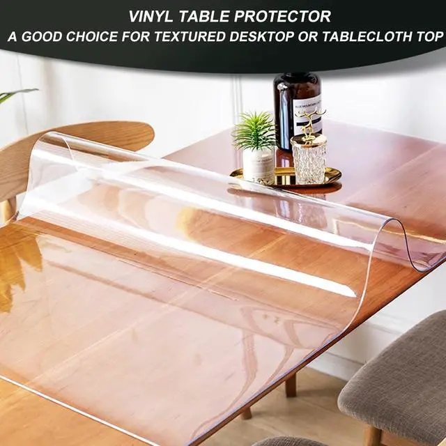 Alt view image 2 of 7 - 14x24 inch Clear Table Protector Plastic PVC Desk Protector Tablecloth Cover Office Desk Pad Mat Wood Furniture Glass Dining Tabletop Countertop Protection Waterproof Rectangular with Free Mouse Pad