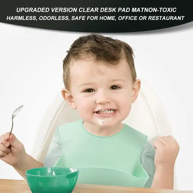 Alt view image 3 of 7 - 14x24 inch Clear Table Protector Plastic PVC Desk Protector Tablecloth Cover Office Desk Pad Mat Wood Furniture Glass Dining Tabletop Countertop Protection Waterproof Rectangular with Free Mouse Pad