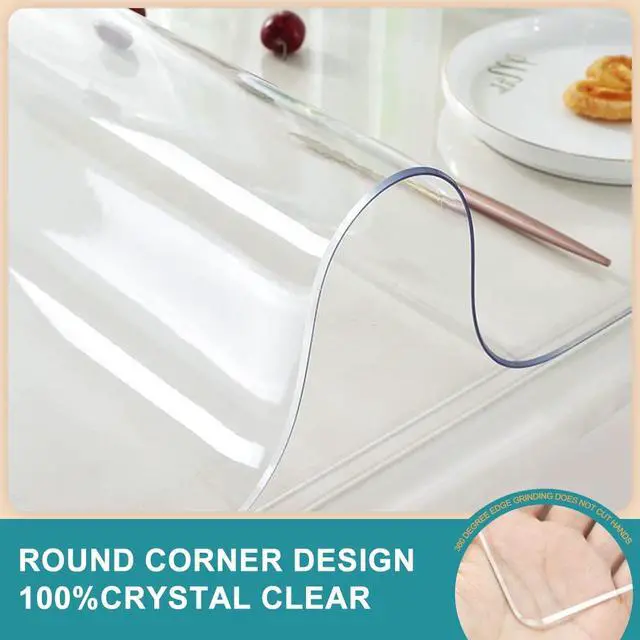 Alt view image 5 of 7 - 14x24 inch Clear Table Protector Plastic PVC Desk Protector Tablecloth Cover Office Desk Pad Mat Wood Furniture Glass Dining Tabletop Countertop Protection Waterproof Rectangular with Free Mouse Pad