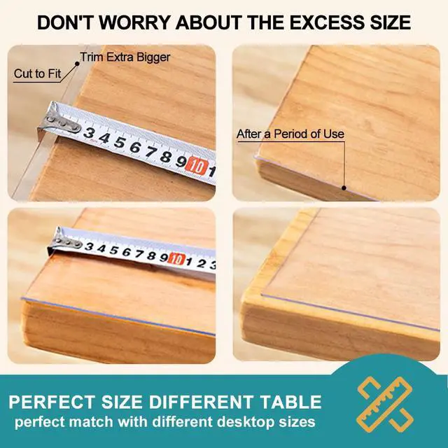 Alt view image 6 of 7 - 14x24 inch Clear Table Protector Plastic PVC Desk Protector Tablecloth Cover Office Desk Pad Mat Wood Furniture Glass Dining Tabletop Countertop Protection Waterproof Rectangular with Free Mouse Pad
