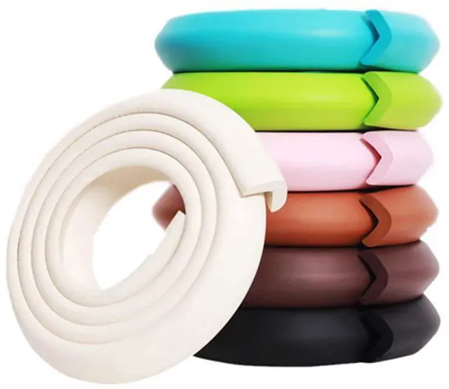 Main image of M2cbridge L Shape Furniture Table Edge Protectors Foam 6.5FT Off White | high density NBR bumper, easy cut