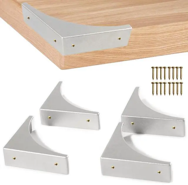 Main image of Foxwake Metal Corner Guard for Furniture Decorative Table Corner Protectors 2.56'' Box Corner Cover Rustproof Zinc Alloy Desk Edge Corner Brackets with Matching Nails (Silver 4Pcs)