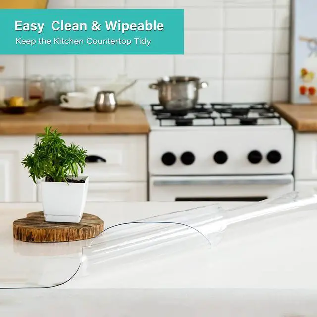 Alt view image 4 of 7 - AimerGro 14x24 Inch Clear Table Cover Protector 1.5mm Thick PVC Clear Table Protector Clear Desk Mat Pad Plastic Table Cover Vinyl Desk Protector Mat for Office Dresser Writing Desktop