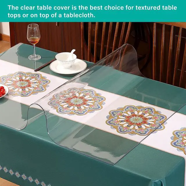 Alt view image 5 of 7 - AimerGro 14x24 Inch Clear Table Cover Protector 1.5mm Thick PVC Clear Table Protector Clear Desk Mat Pad Plastic Table Cover Vinyl Desk Protector Mat for Office Dresser Writing Desktop