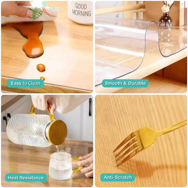 Alt view image 3 of 7 - AimerGro 14x24 Inch Clear Table Cover Protector 1.5mm Thick PVC Clear Table Protector Clear Desk Mat Pad Plastic Table Cover Vinyl Desk Protector Mat for Office Dresser Writing Desktop