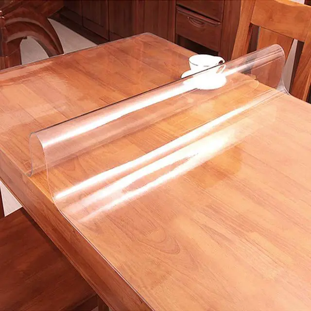 Alt view image 2 of 7 - 14x24 Inch Multi Size Clear Plastic Dining Table Protector PVC Tablelcloth Desk Pad Mat Wooden Furniture Coffee Glass Table Screen Protection Pad Cover Dressing Kitchen Countertop Topper Waterproof